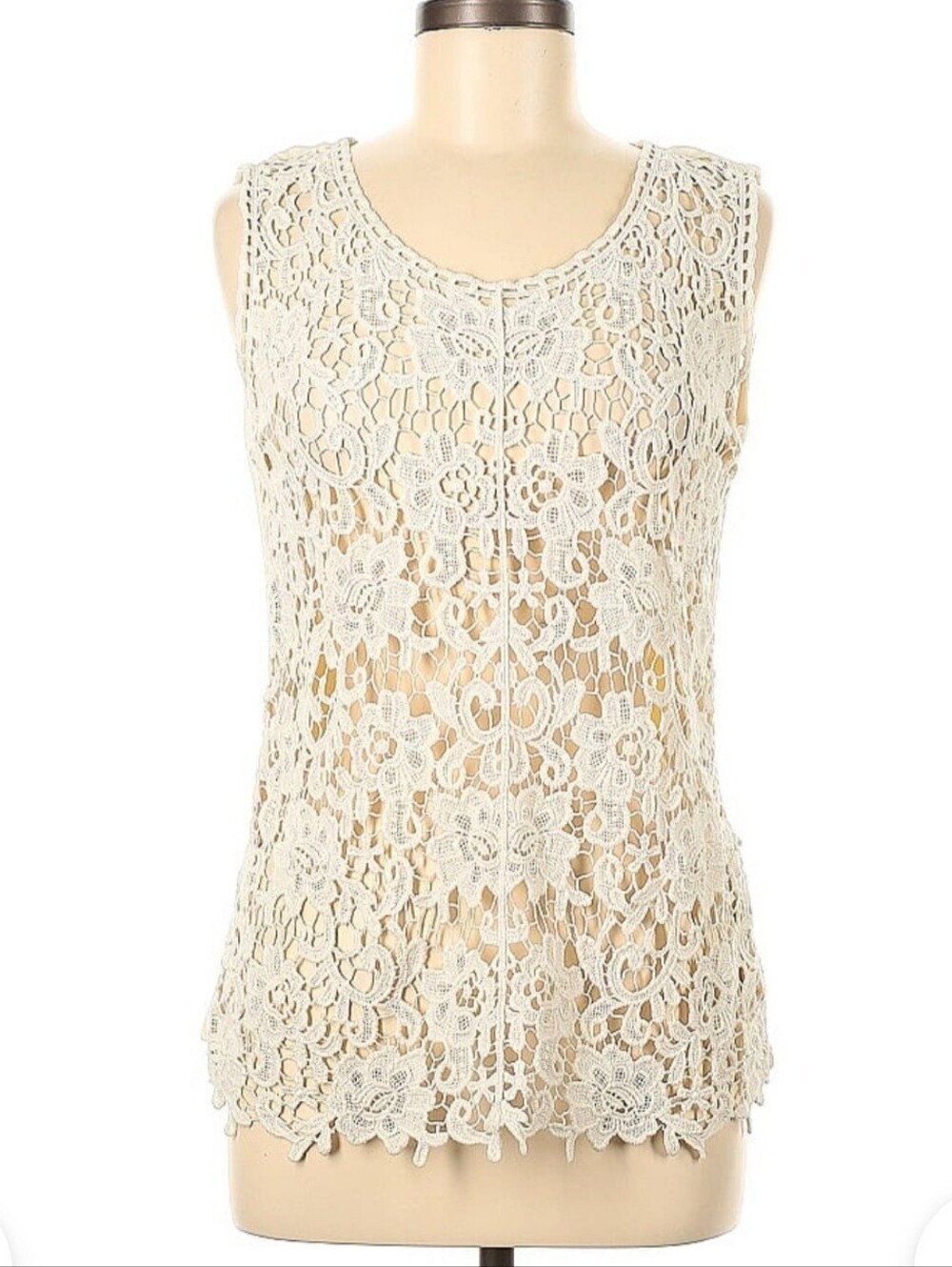 grand & greene Cream Floral Lace Tank
